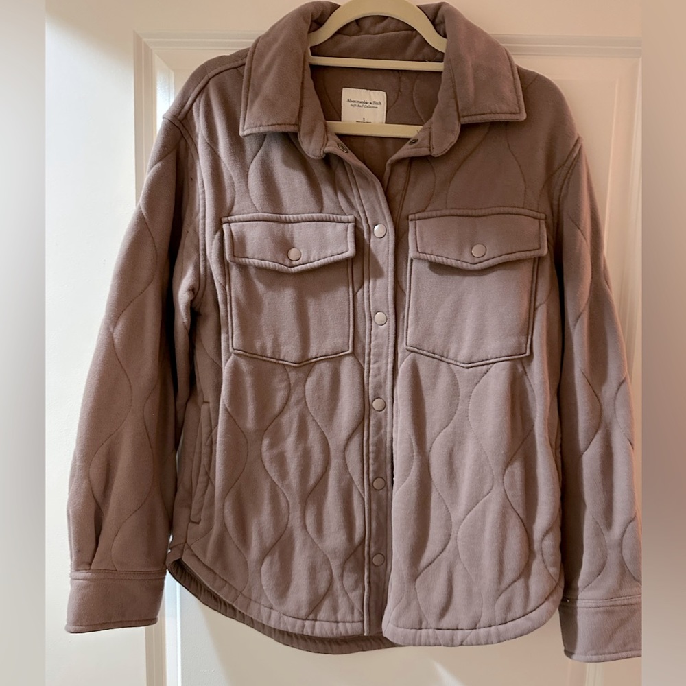 Abercrombie cozy quilted shacket in brown